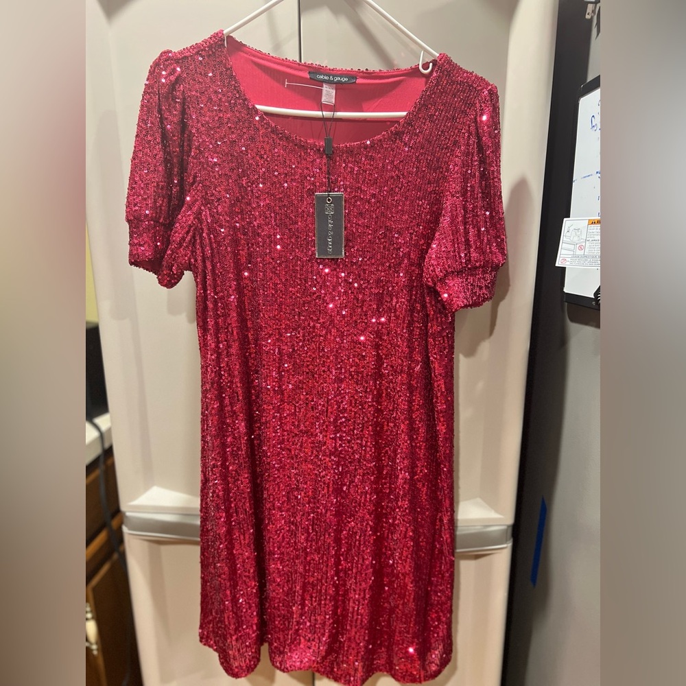 Cable & Gauge Red Sequin Midi Dress